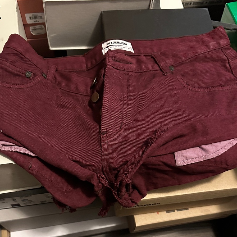 One Teaspoon Maroon Jean Shorts